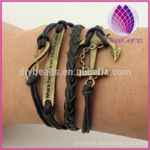 Hot selling navy style marine anchor bracelet for men